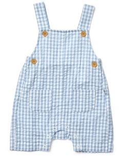 Sunday Funday Gingham Check Woven Overalls