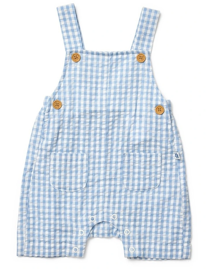 Sunday Funday Gingham Check Woven Overalls image 1