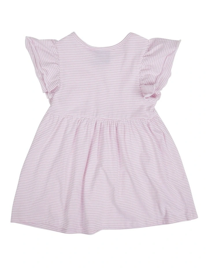 Stripe Frill Dress (Sizes 0-5) in Pink image 3