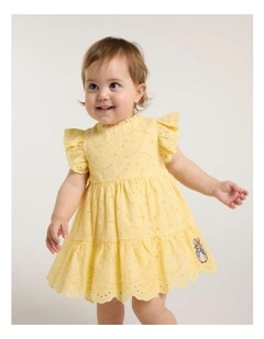 Broderie Lace Dress in Yellow