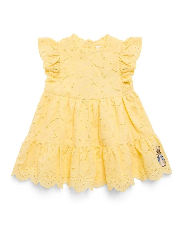 Broderie Lace Dress in Yellow image 2