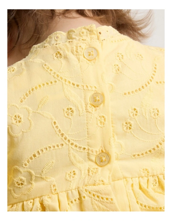 Broderie Lace Dress in Yellow image 3