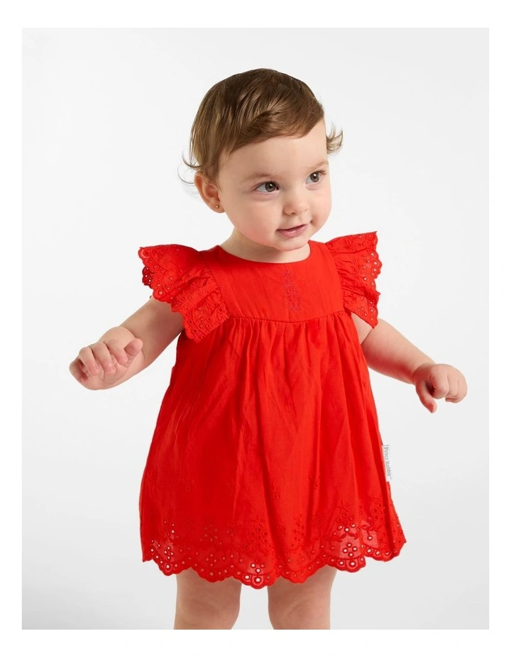 Broderie Dress in Red image 1