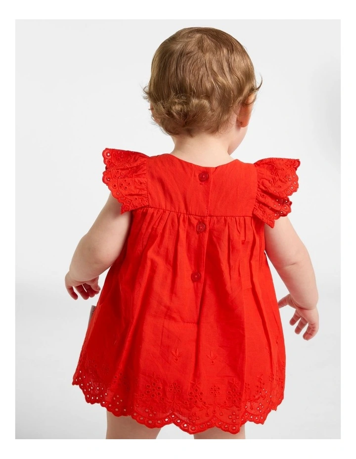 Broderie Dress in Red image 2