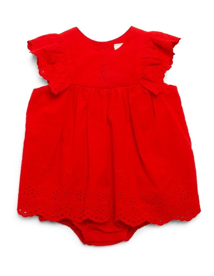 Broderie Dress in Red image 4