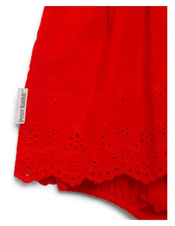Broderie Dress in Red image 7