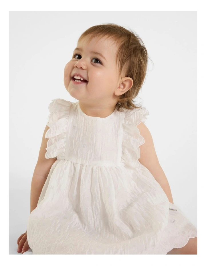 Metallic Spot Occasion Dress in White image 3