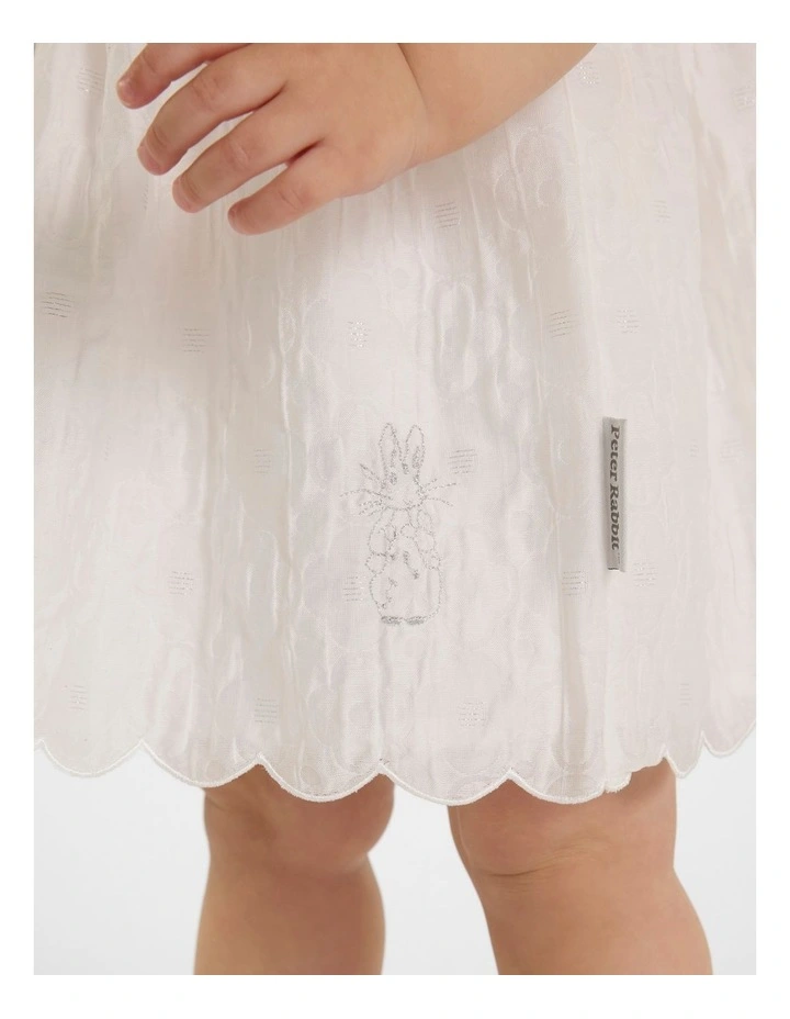 Metallic Spot Occasion Dress in White image 4