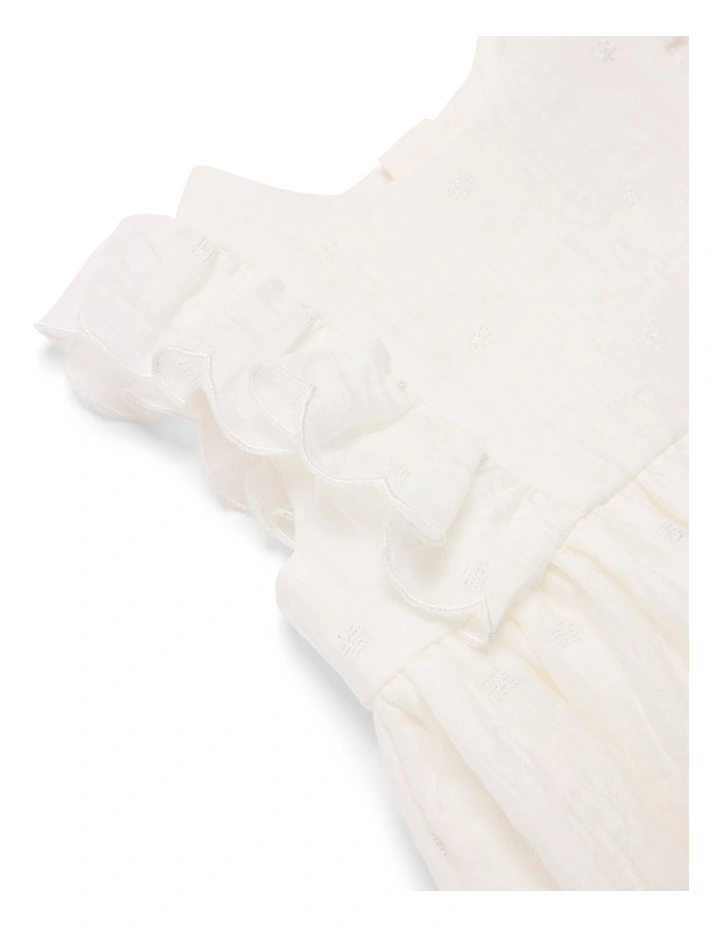 Metallic Spot Occasion Dress in White image 7