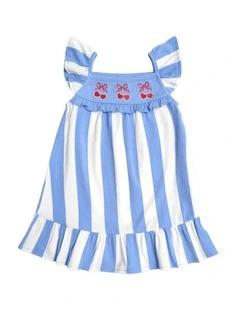 Cherry Stripe Dress in Seaside