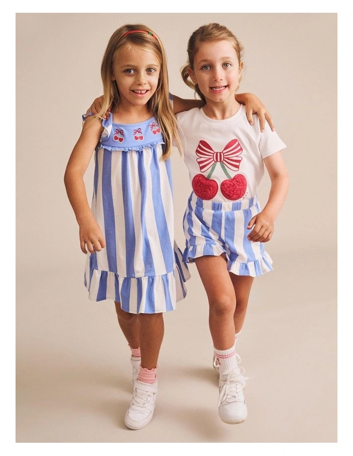 Cherry Stripe Dress in Seaside image 4