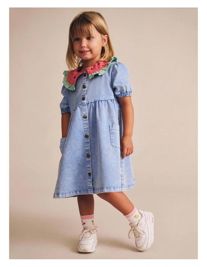 I Carried a Watermelon Denim Dress in Blue image 4