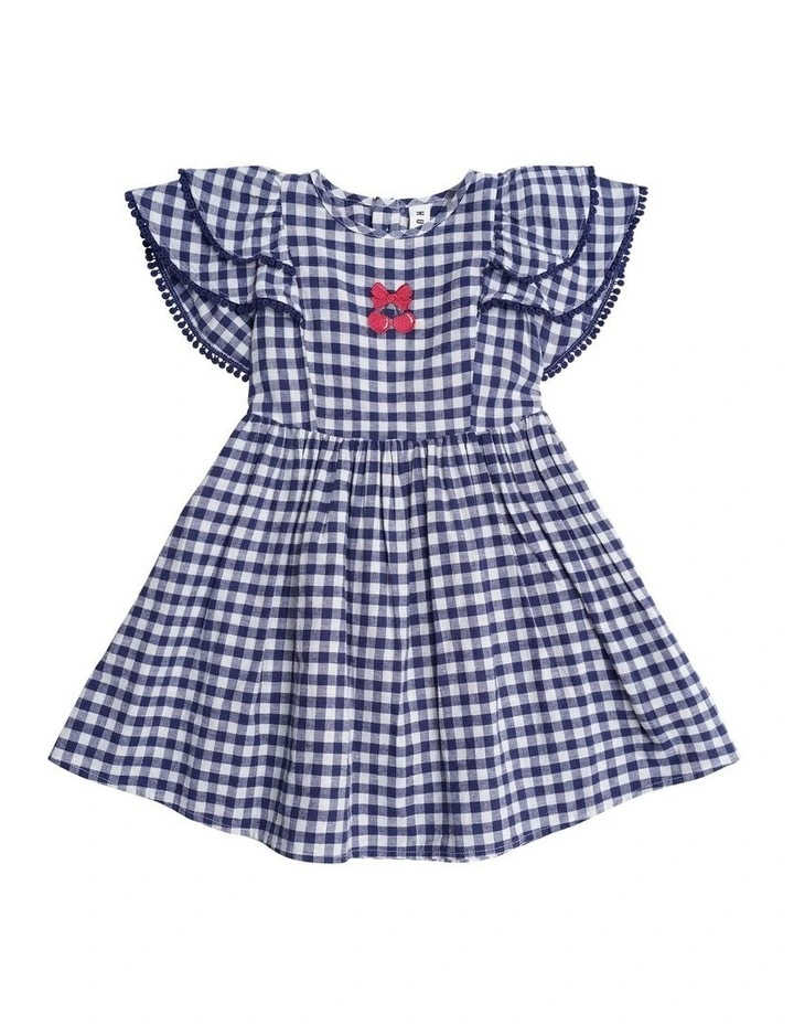 Check Cherry Pie Frill Dress in Blue image 1