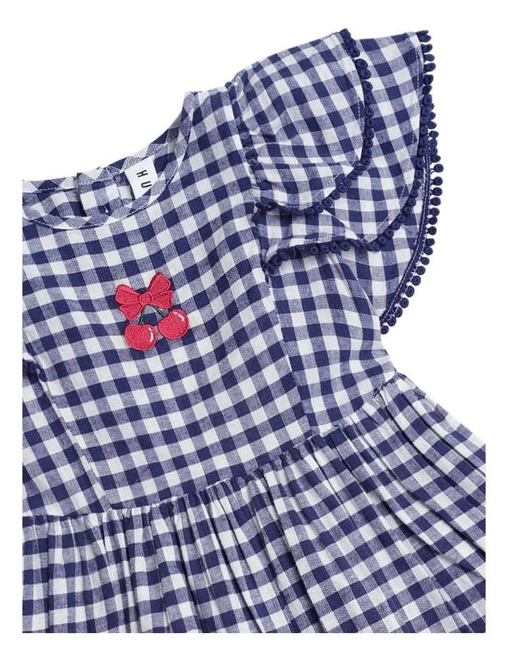 Check Cherry Pie Frill Dress in Blue image 3