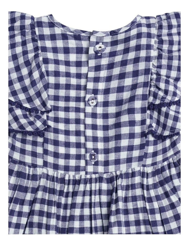 Check Cherry Pie Frill Dress in Blue image 4
