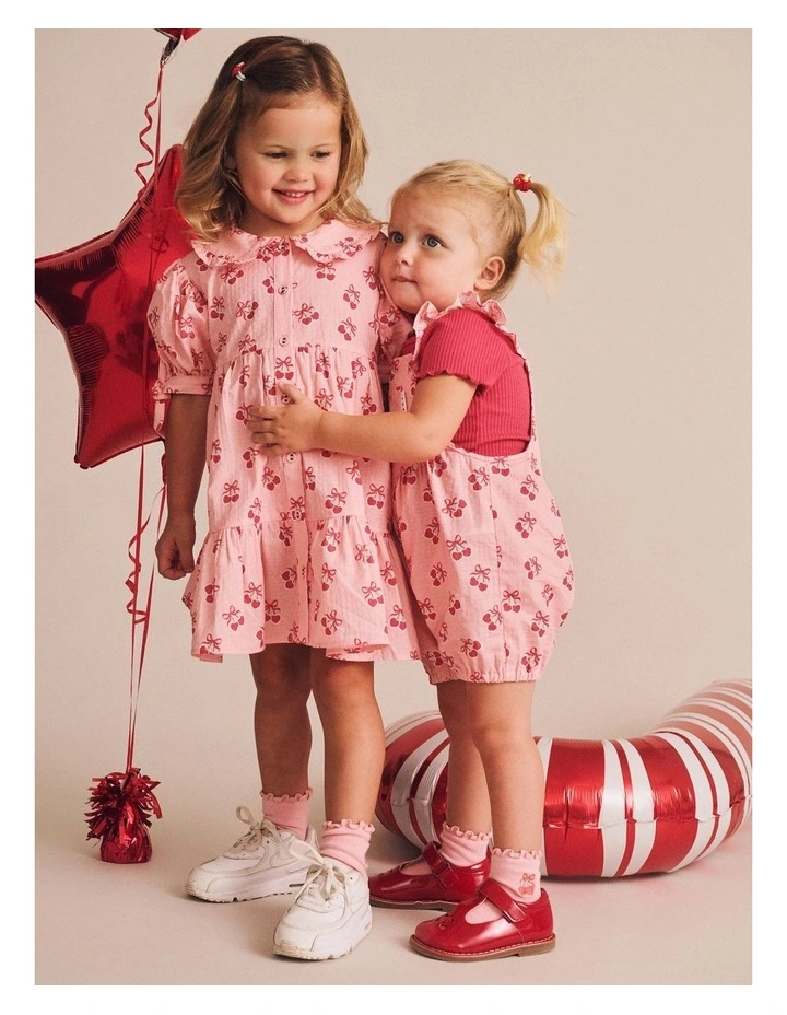 Cherry Pie Tiered Smock Dress in Pink image 2