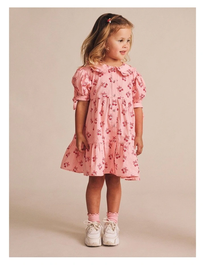 Cherry Pie Tiered Smock Dress in Pink image 3