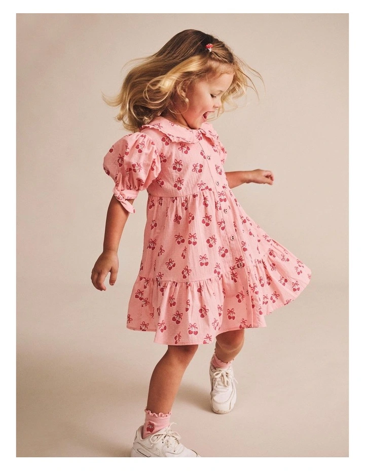 Cherry Pie Tiered Smock Dress in Pink image 4