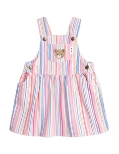 Pastel Stripe Pinafore Dress