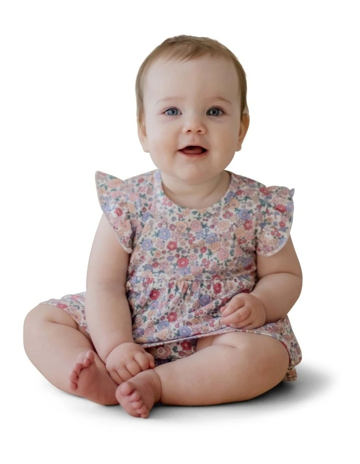 Flutter Sleeve Bodysuit Dress in Field of Berries image 4
