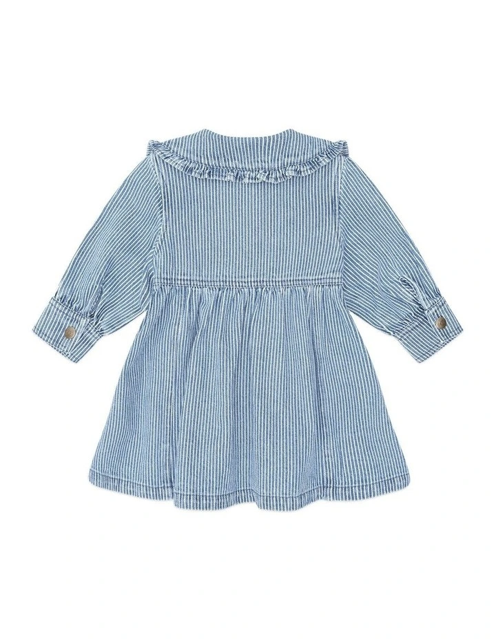Vintage Bow Collar Denim Dress in Blue image 2