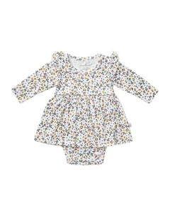 Floral Frill Bodysuit Dress in Multi