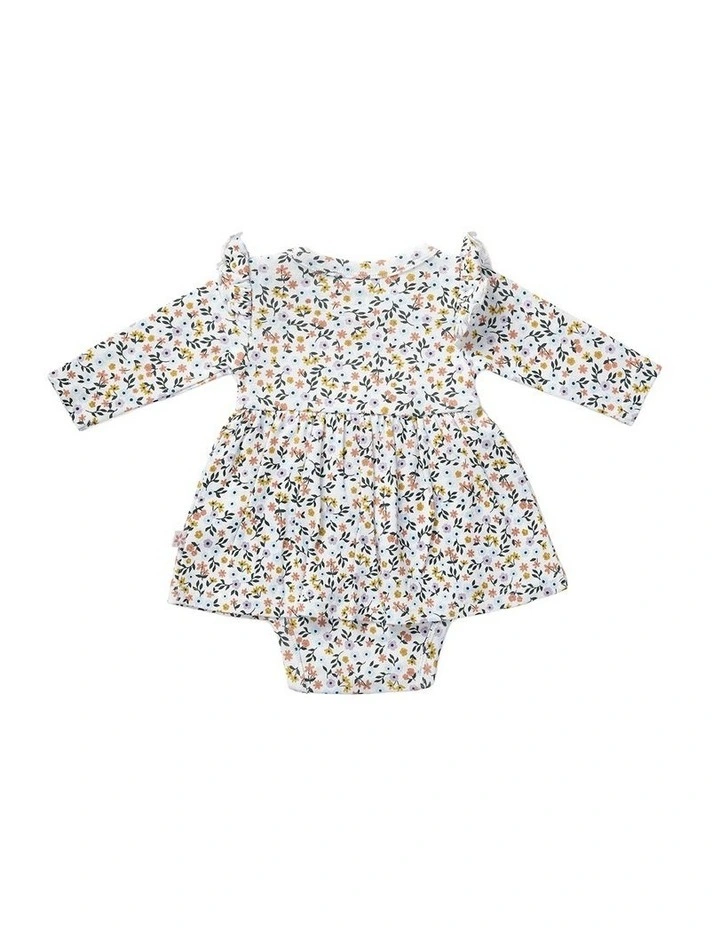 Floral Frill Bodysuit Dress in Multi image 2
