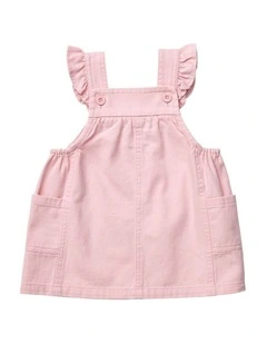 Denim Frill Dress in Pink