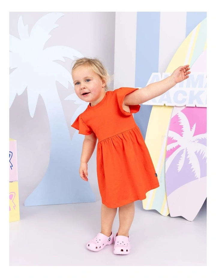 Frill Dress in Bright Red image 2