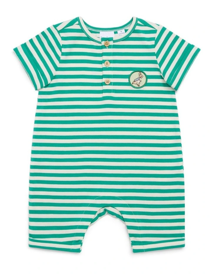 Striped Coverall in Green image 1