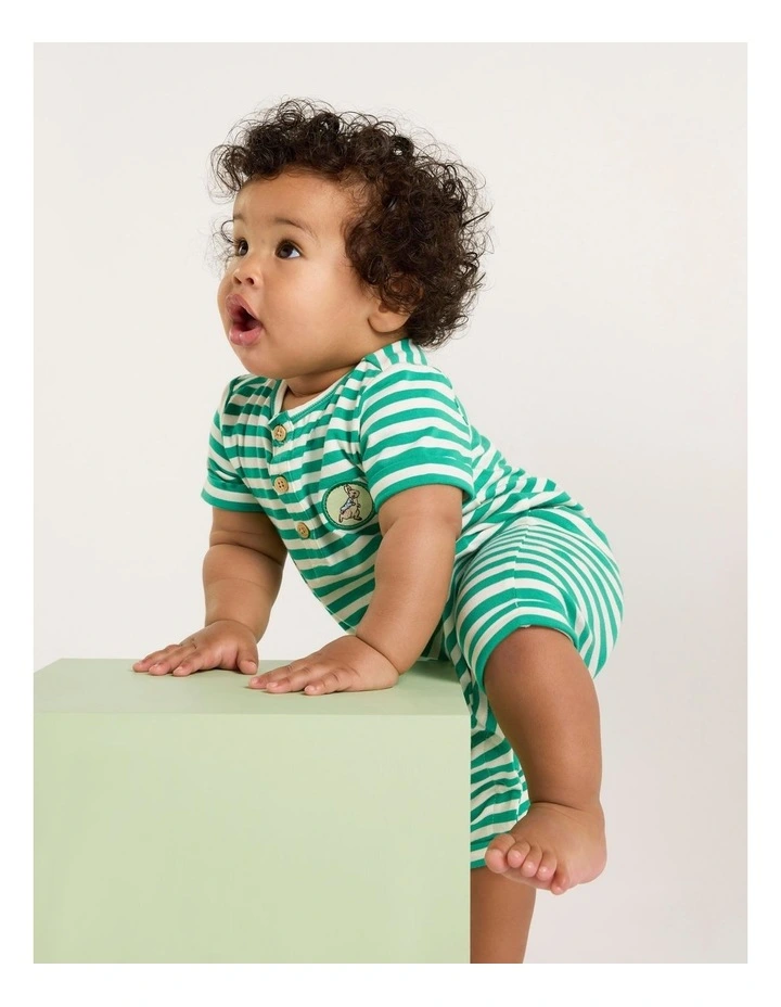 Striped Coverall in Green image 3