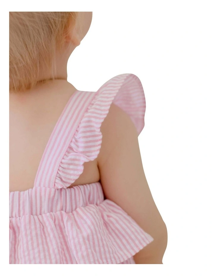Stripe Frill Bodysuit in Pink image 3