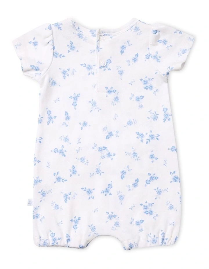 Vintage Floral Puff Sleeve Romper in White image 2