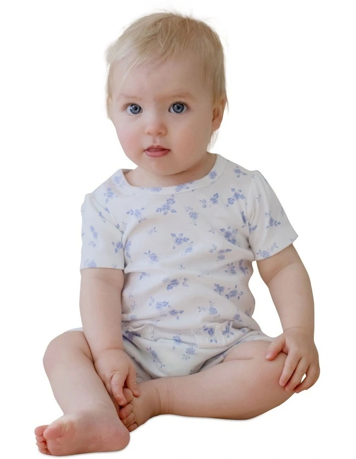 Vintage Floral Puff Sleeve Romper in White image 2