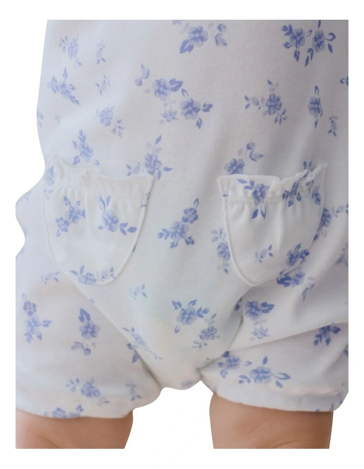 Vintage Floral Puff Sleeve Romper in White image 3