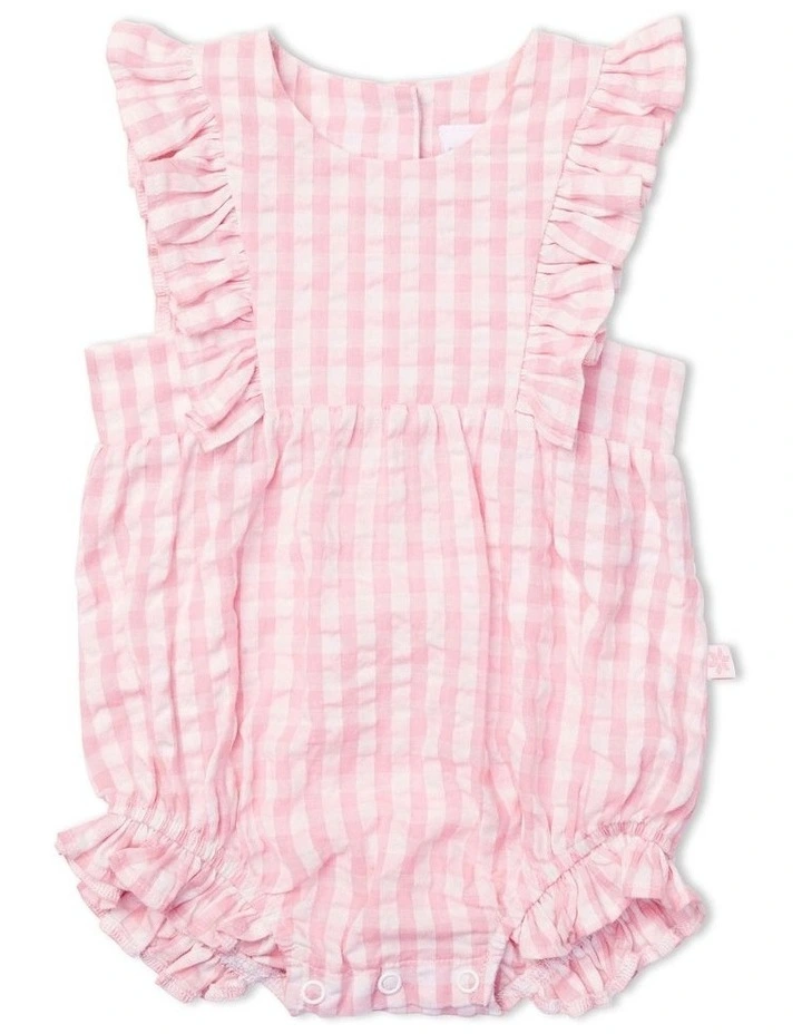Seascape Woven Gingham Romper in Pink image 1