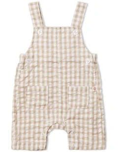 Endless Summer Nutmeg Gingham Overall in Cream