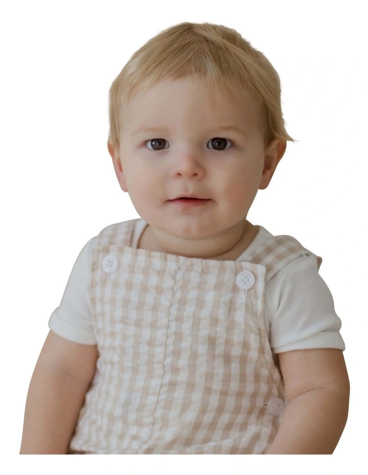 Endless Summer Nutmeg Gingham Overall in Cream image 3