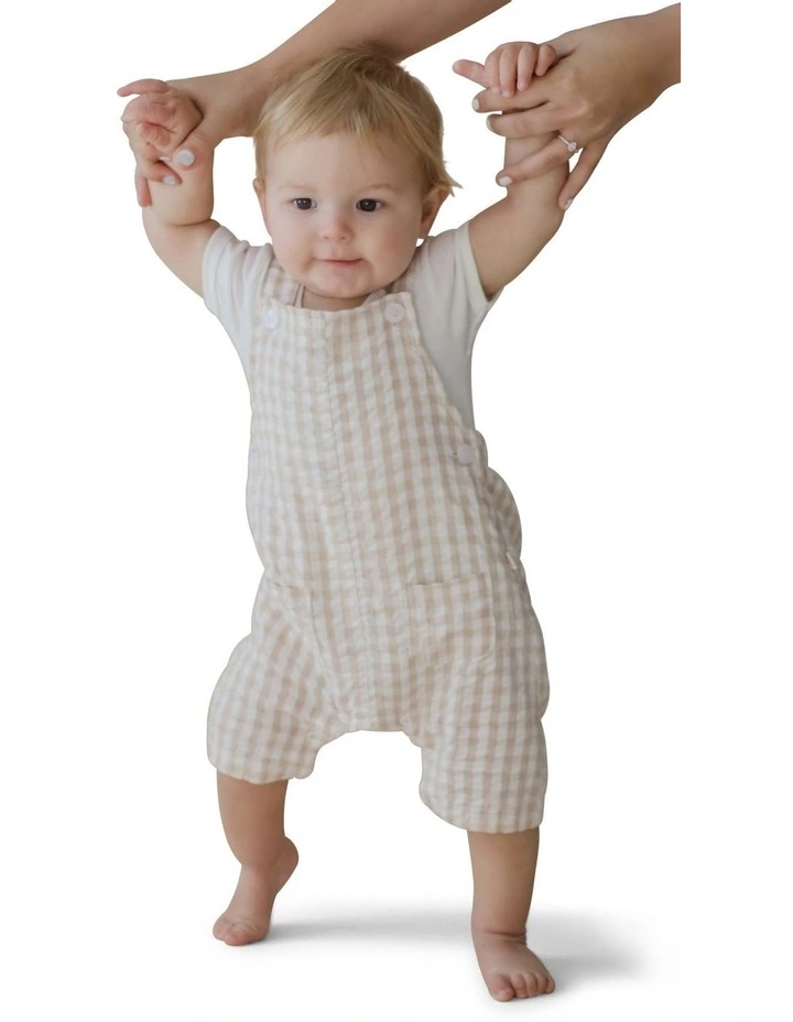 Endless Summer Nutmeg Gingham Overall in Cream image 4