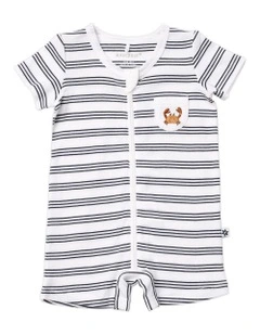 By The Sea Short Sleeve Romper in Grey