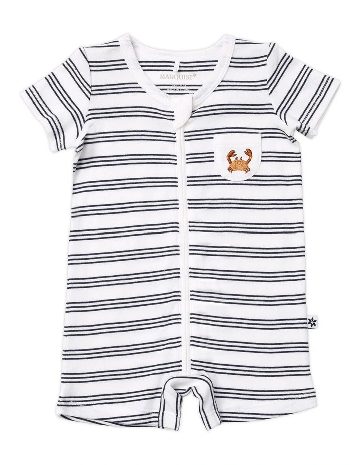 By The Sea Short Sleeve Romper in Grey image 1
