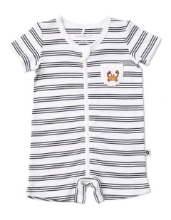 By The Sea Short Sleeve Romper in Grey