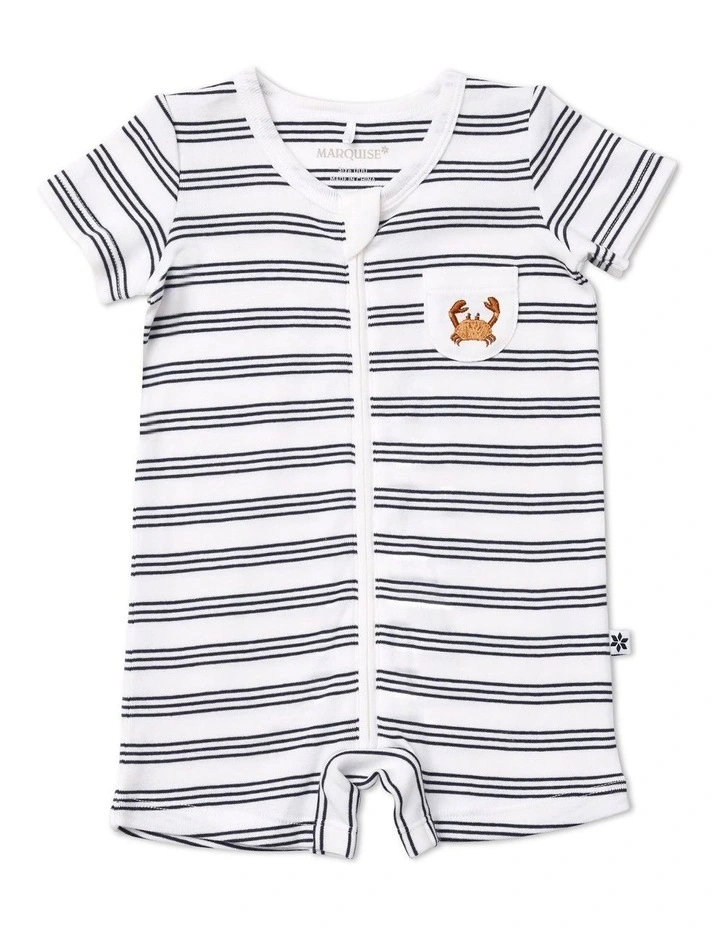 By The Sea Short Sleeve Romper in Grey image 1