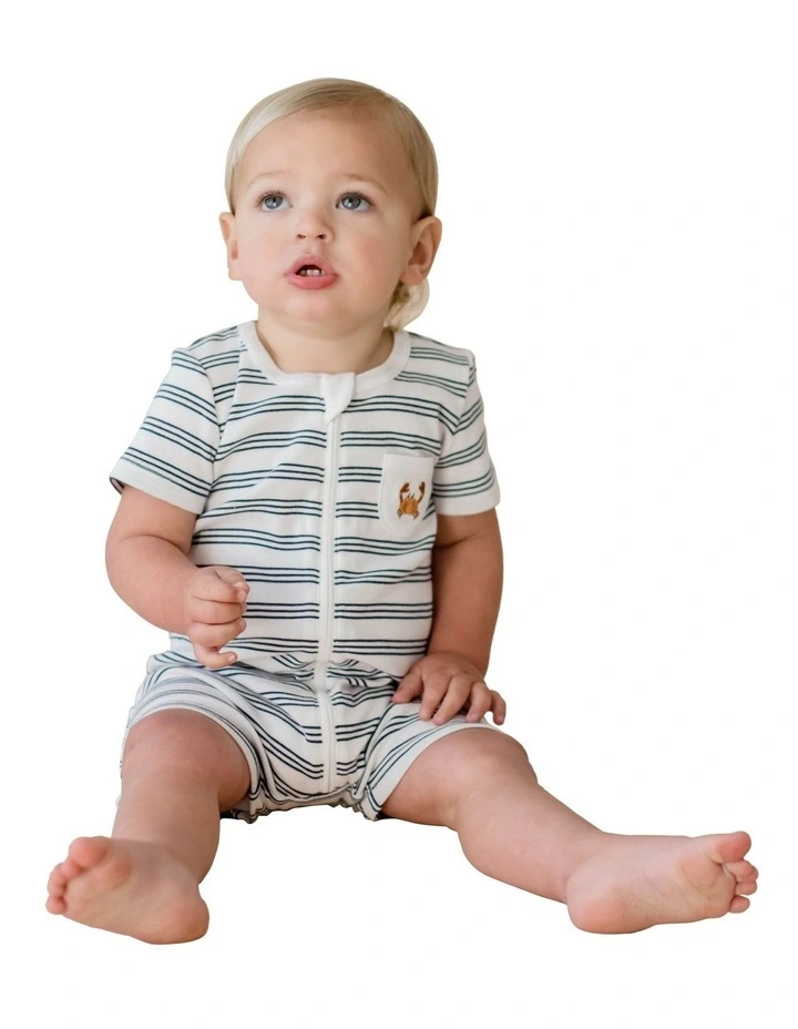 By The Sea Short Sleeve Romper in Grey image 2