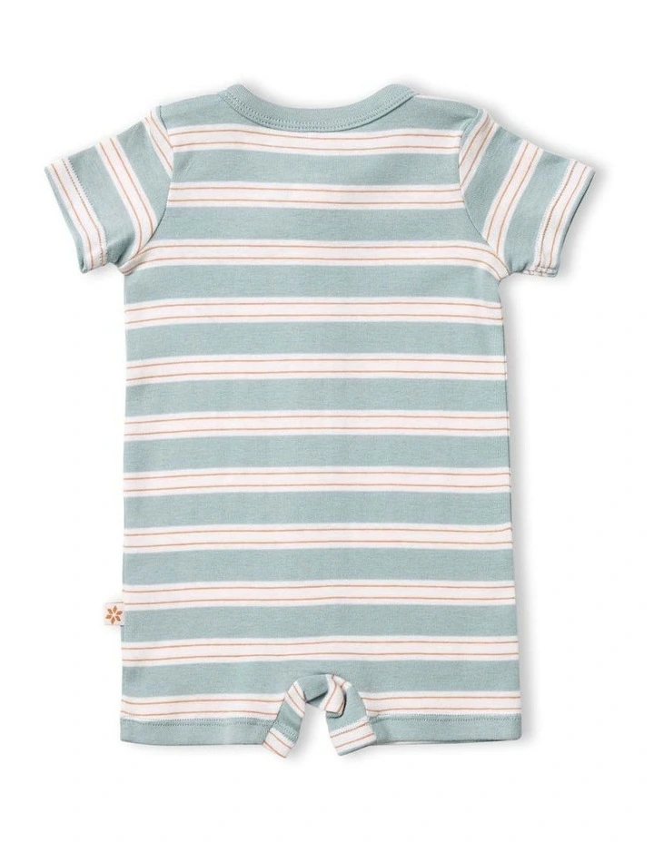 Endless Summer Striped Zip Romper in Green image 2
