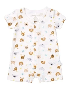 Australiana Short Sleeve Romper in White