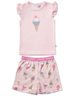 Frill Sleeve Pyjamas in Pink