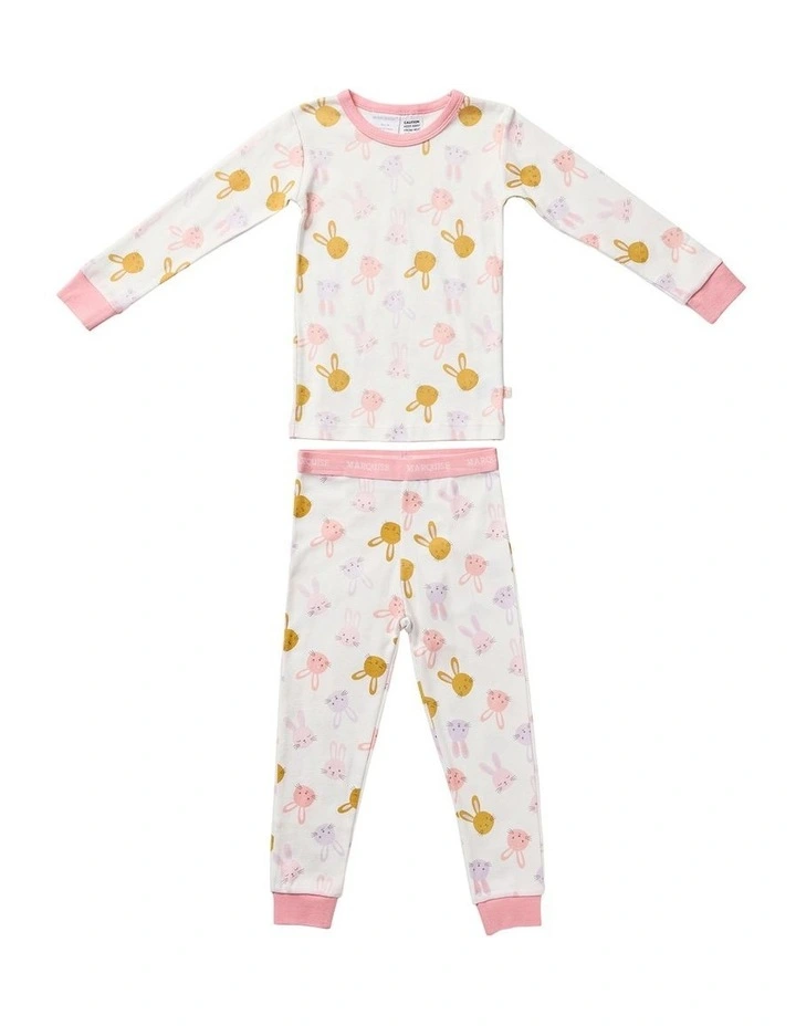 Pyjama Set 2 Piece in Pink Bunny image 1