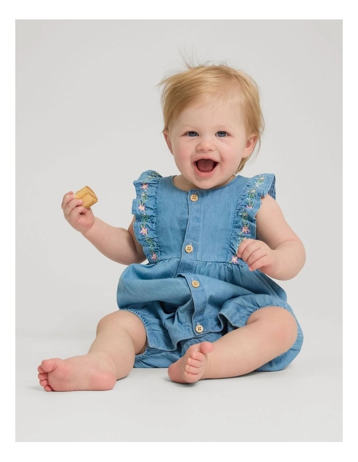 Girls Summer Floral Romper image 3