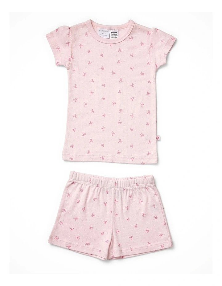 Short Sleeve Set in Light Pink Bows Print image 1